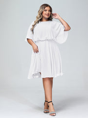 Short Chiffon Bridesmaid Dress with Flutter Sleeves White Plus Size