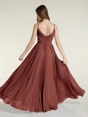 Full Pleated Skirt Chiffon Bridesmaid Dress Terracotta
