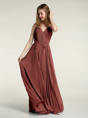 Full Pleated Skirt Chiffon Bridesmaid Dress Terracotta