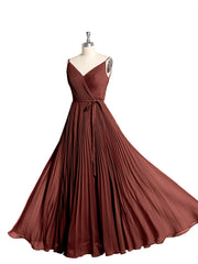 Full Pleated Skirt Chiffon Bridesmaid Dress Terracotta