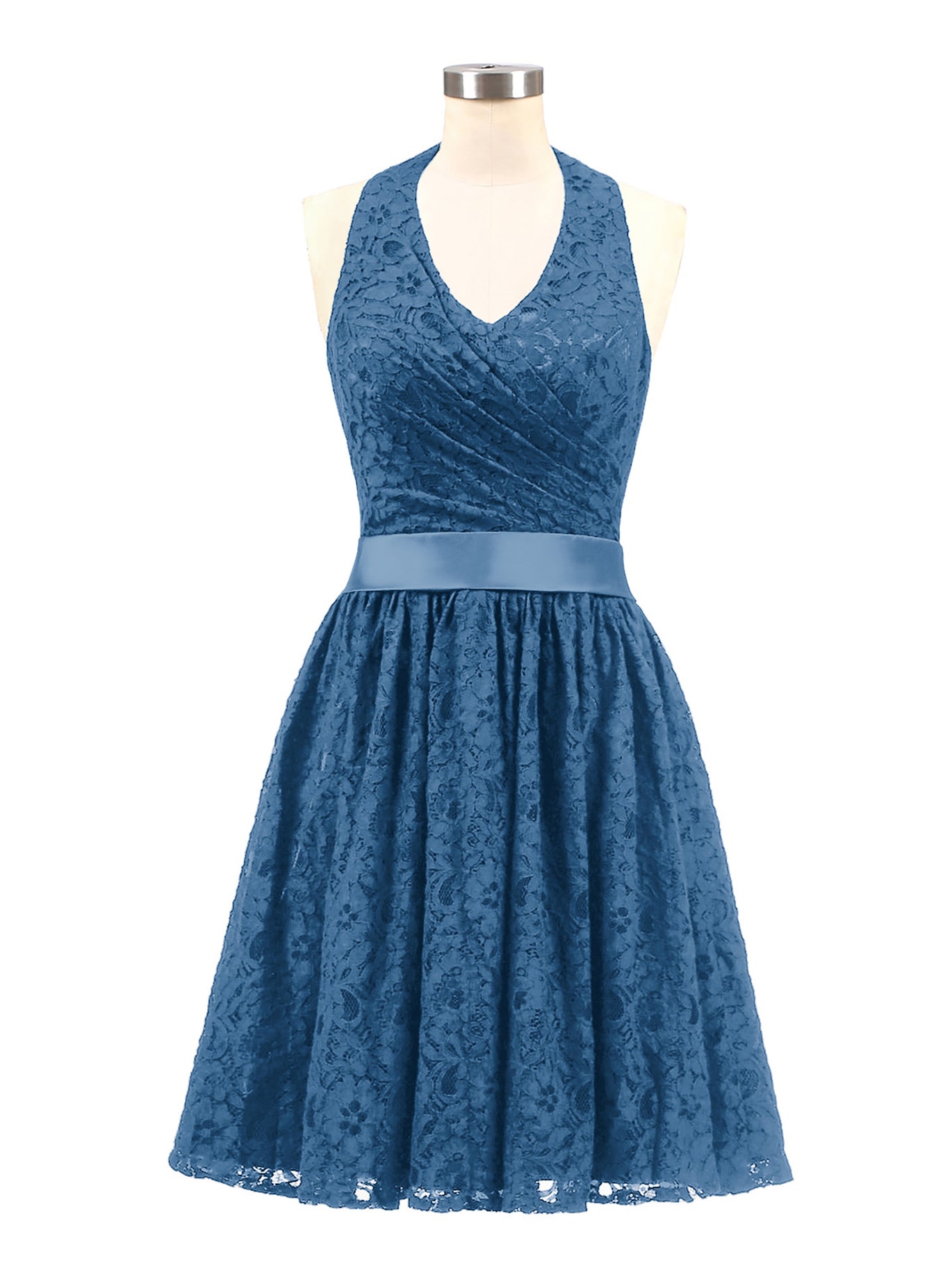BABARONI Lace Ink Blue Bridesmaid Dresses A-line Halter Sleeveless Short/Mini BABARONI UK BABARONI Lace Ink Blue Bridesmaid Dresses A-line Halter Sleeveless Short/Mini BABARONI UK