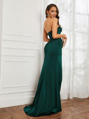 Off-The-Shoulder Mermaid Prom Dress with Slit Dark Green Plus Size