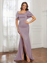 Off-The-Shoulder Mermaid Prom Dress with Slit Dusk Plus Size