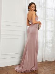 Off-The-Shoulder Mermaid Prom Dress with Slit Dusty Rose Plus Size