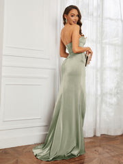 Off-The-Shoulder Mermaid Prom Dress with Slit Dusty Sage Plus Size