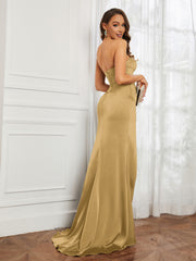 Off-The-Shoulder Mermaid Prom Dress with Slit Gold