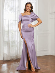 Off-The-Shoulder Mermaid Prom Dress with Slit Lilac Plus Size