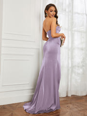 Off-The-Shoulder Mermaid Prom Dress with Slit Lilac Plus Size