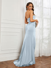 Off-The-Shoulder Mermaid Prom Dress with Slit Mist