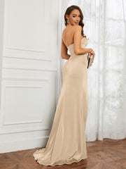 Off-The-Shoulder Mermaid Prom Dress with Slit Peach Plus Size