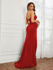 Off-The-Shoulder Mermaid Prom Dress with Slit Red Plus Size