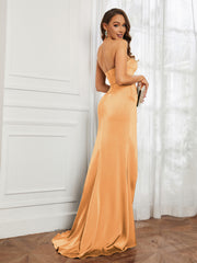 Off-The-Shoulder Mermaid Prom Dress with Slit Tangerine Plus Size