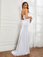 Off-The-Shoulder Mermaid Prom Dress with Slit White Plus Size