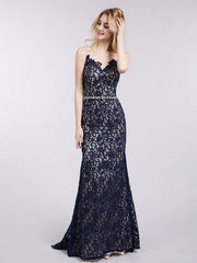 Memaid Lace Dresses with Sweep Train Plum