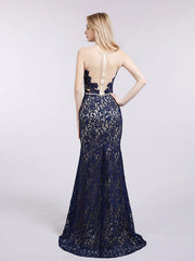 Memaid Lace Dresses with Sweep Train Plum
