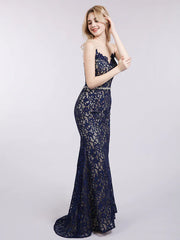 Memaid Lace Dresses with Sweep Train Plum