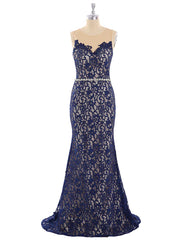 Memaid Lace Dresses with Sweep Train Plum