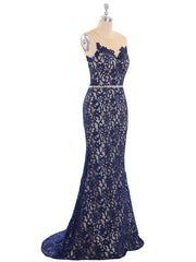 Memaid Lace Dresses with Sweep Train Plum