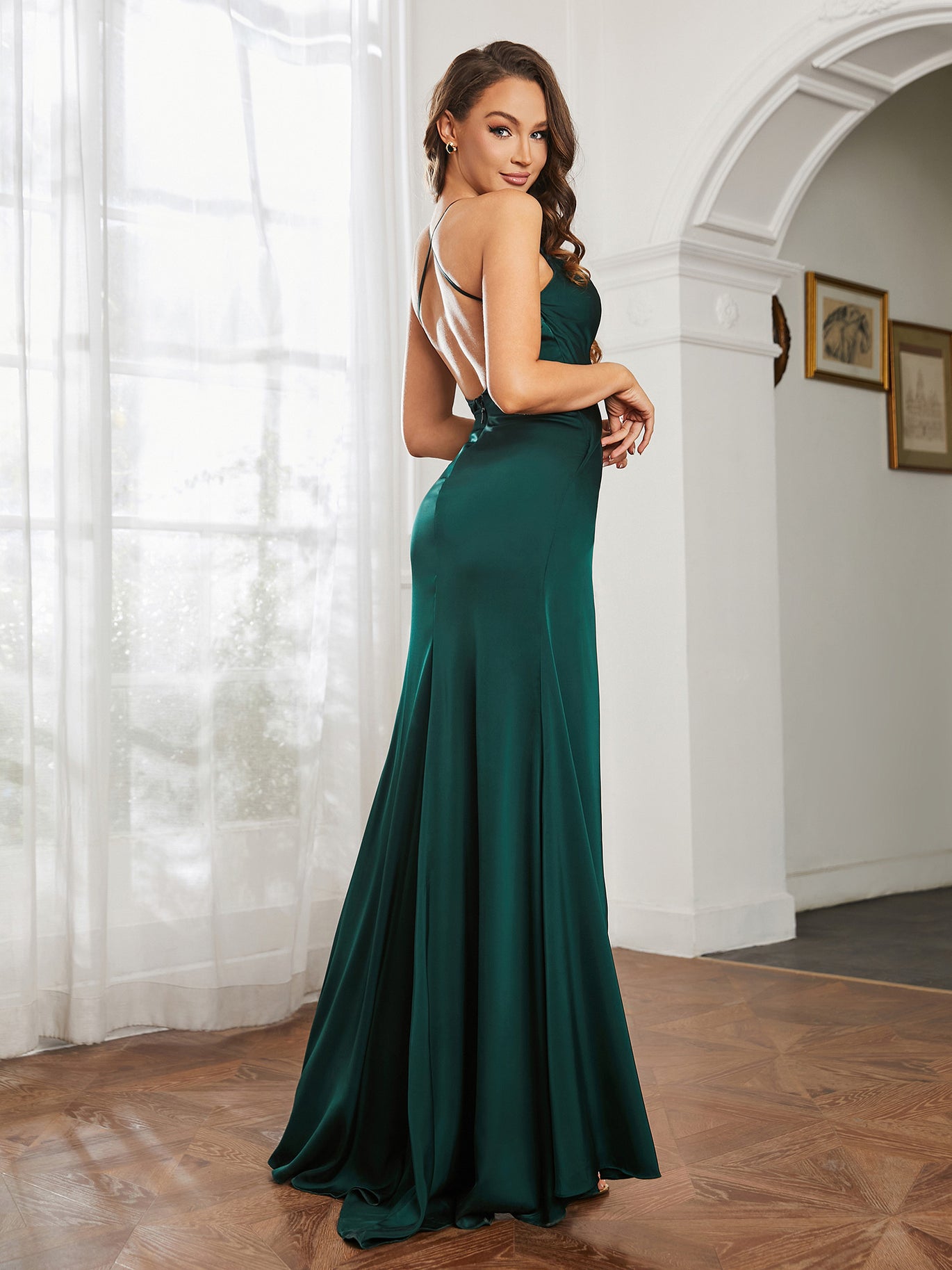 dark green satin cowl neck dress Hot Shot Active Pickleball Dress – Pink Closet Boutique main image 0