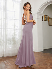 Cowl Neck Sheath Satin Prom Dresses Dusk