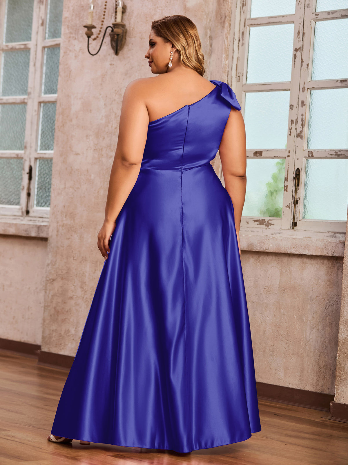 plus size royal blue bridesmaid dresses uk BABARONI Satin A-line One Shoulder Sleeveless Floor-length – BABARONI beach_cover_ups and a floor Print Name:Capri Blue Shelden Hobbs Andrea Colour Block