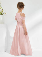 Off-the-shoulder Chiffon Junior Bridesmaid Dresses Dusty Rose