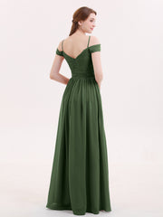 Chiffon Bridesmaid Dresses with Spaghetti Strap Olive Green