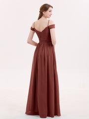 Chiffon Bridesmaid Dresses with Spaghetti Strap Terracotta