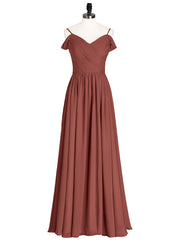 Chiffon Bridesmaid Dresses with Spaghetti Strap Terracotta