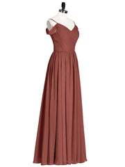 Chiffon Bridesmaid Dresses with Spaghetti Strap Terracotta
