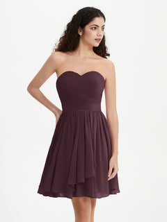 Strapless Chiffon Short Dresses with Bow Cabernet