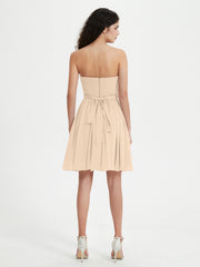 Strapless Chiffon Short Dresses with Bow Champagne