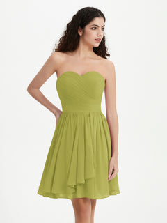 Strapless Chiffon Short Dresses with Bow Clover