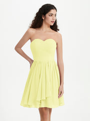Strapless Chiffon Short Dresses with Bow Daffodil