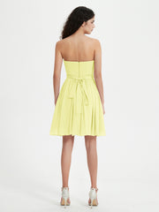 Strapless Chiffon Short Dresses with Bow Daffodil