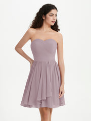 Strapless Chiffon Short Dresses with Bow Dusk