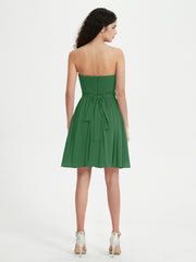 Strapless Chiffon Short Dresses with Bow Emerald