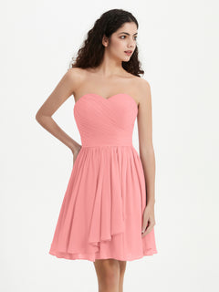 Strapless Chiffon Short Dresses with Bow Flamingo