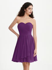 Strapless Chiffon Short Dresses with Bow Grape