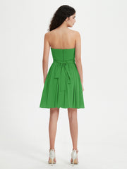 Strapless Chiffon Short Dresses with Bow Green