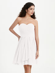 Strapless Chiffon Short Dresses with Bow Ivory