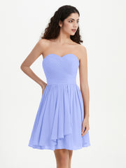 Strapless Chiffon Short Dresses with Bow Lavender