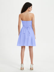 Strapless Chiffon Short Dresses with Bow Lavender
