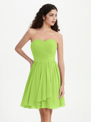 Strapless Chiffon Short Dresses with Bow Lime Green