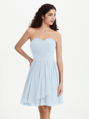 Strapless Chiffon Short Dresses with Bow Mist