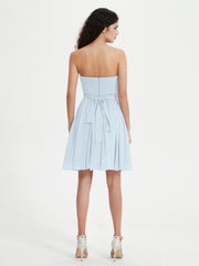 Strapless Chiffon Short Dresses with Bow Mist