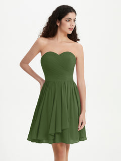 Strapless Chiffon Short Dresses with Bow Moss