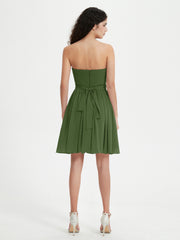 Strapless Chiffon Short Dresses with Bow Moss