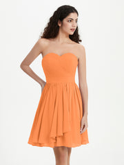 Strapless Chiffon Short Dresses with Bow Orange