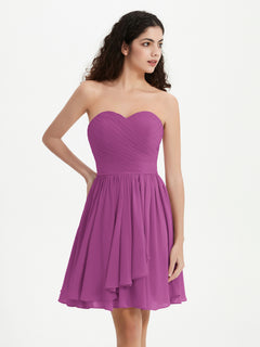 Strapless Chiffon Short Dresses with Bow Orchid